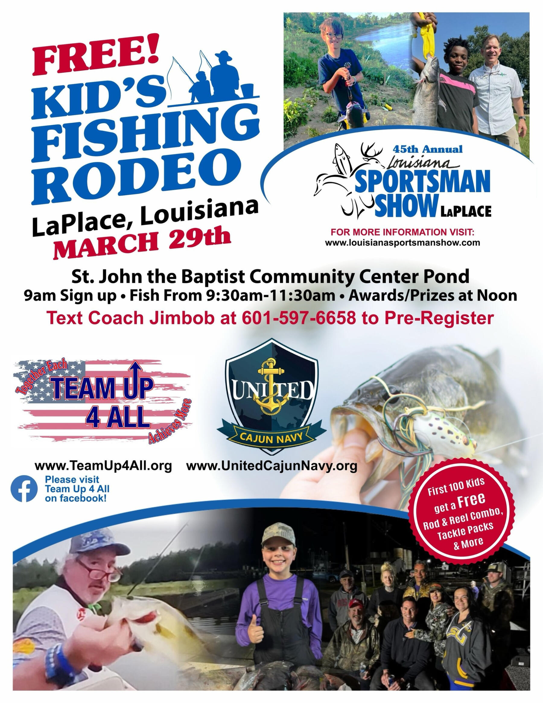 Free Kid's Fishing Rodeo LaPlace, Louisiana March 29th